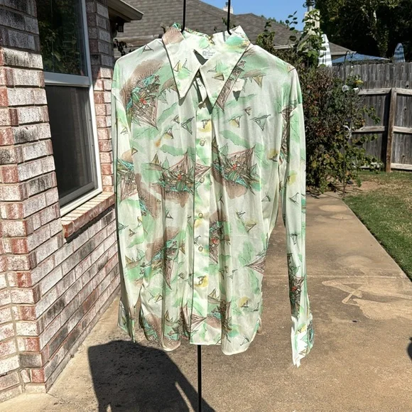 Nos Vintage 1970s Settlers TravelersDisco Pimp shirt XL As Is 1 hole